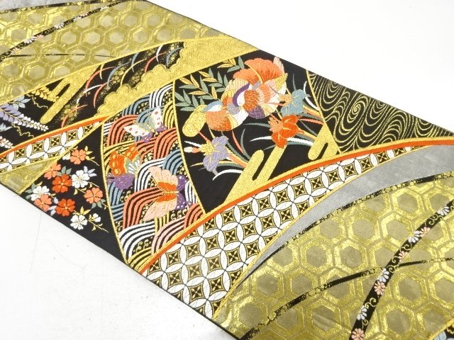 Bag belt with mandarin duck, butterfly and floral pattern woven into the mandari
